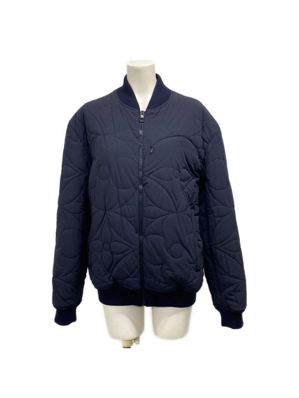 Louis Vuitton Jacket L Ppx Navy Long Sleeve Flower Quilted
